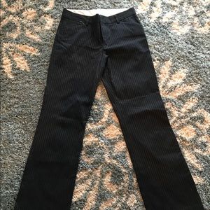 Black pinstriped dress pants